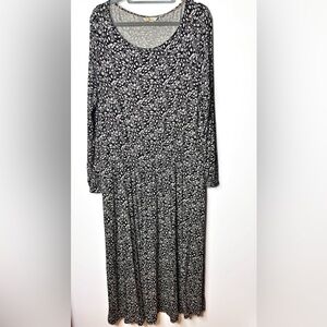 Boden Evelyn Jersey Black and White Floral Midi Dress 20/22L